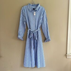 Talbots Dress Blue and White Striped Cotton  size 16
